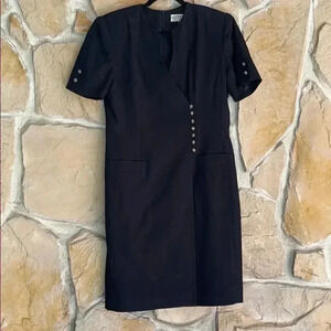 Kasper Black Dress with Side Buttons